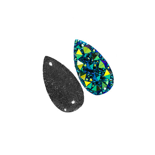 Resin Sew-On Gummyspike Drop 18x25mm  Aurora Borealis