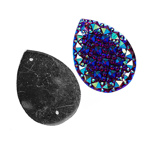 Resin Sew-On Gummyspike Drop 20x30mm Aurora Borealis