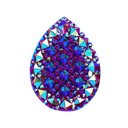 Resin Sew-On Gummyspike Drop 20x30mm Aurora Borealis