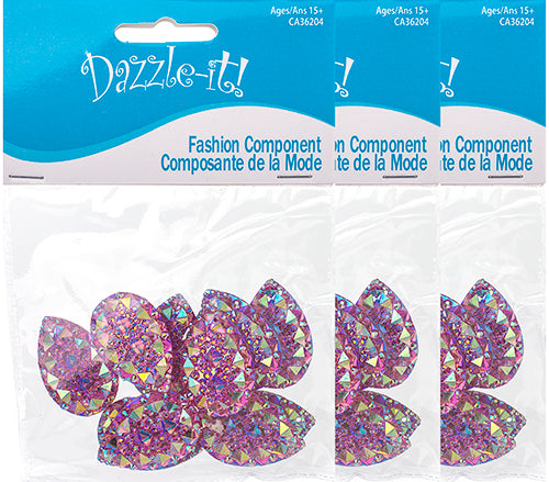 Resin Sew-On Gummyspike Drop 20x30mm Aurora Borealis