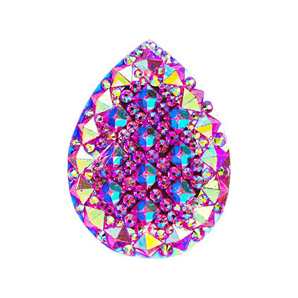 Resin Sew-On Gummyspike Drop 20x30mm Aurora Borealis