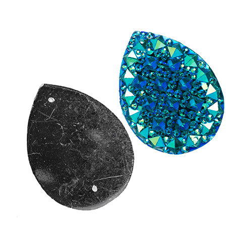 Resin Sew-On Gummyspike Drop 20x30mm Aurora Borealis