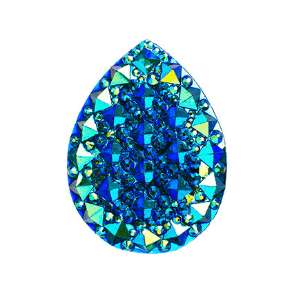 Resin Sew-On Gummyspike Drop 20x30mm Aurora Borealis