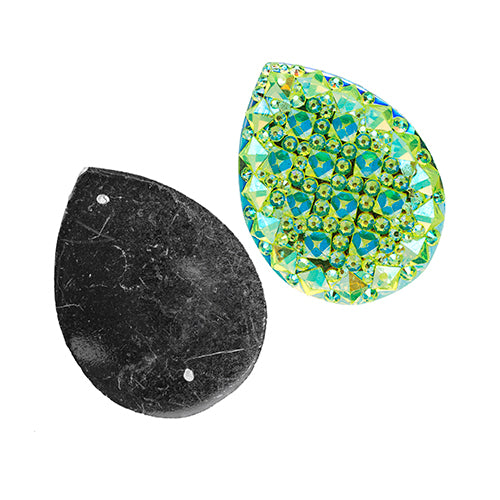 Resin Sew-On Gummyspike Drop 20x30mm Aurora Borealis