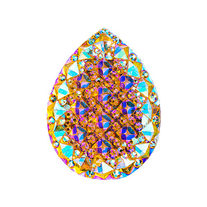 Resin Sew-On Gummyspike Drop 20x30mm Aurora Borealis