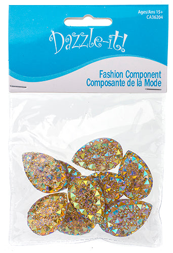 Resin Sew-On Gummyspike Drop 20x30mm Aurora Borealis