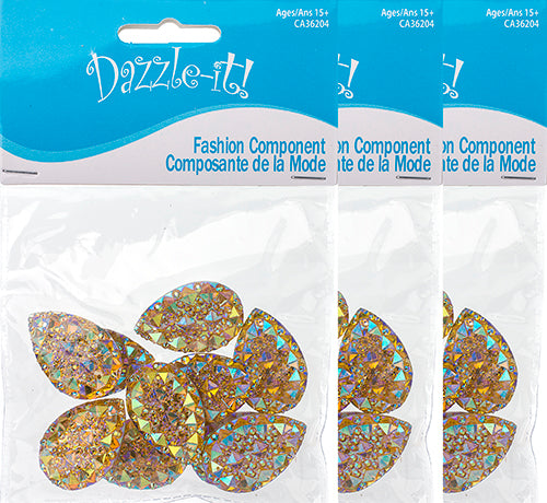 Resin Sew-On Gummyspike Drop 20x30mm Aurora Borealis