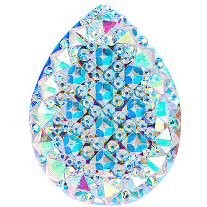 Resin Sew-On Gummyspike Drop 30x40mm Aurora Borealis