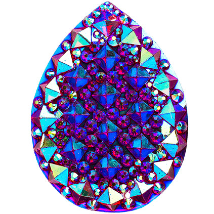 Resin Sew-On Gummyspike Drop 30x40mm Aurora Borealis