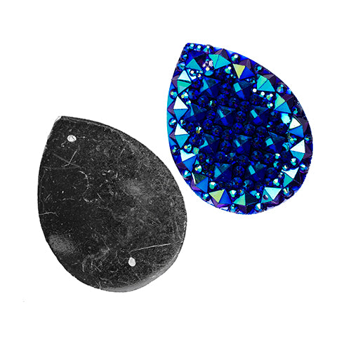 Resin Sew-On Gummyspike Drop 30x40mm Aurora Borealis