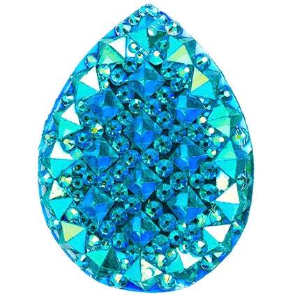 Resin Sew-On Gummyspike Drop 30x40mm Aurora Borealis