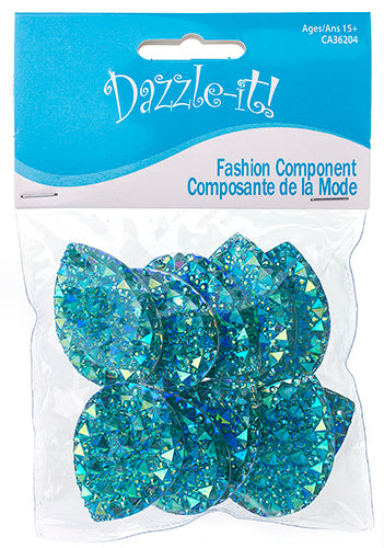 Resin Sew-On Gummyspike Drop 30x40mm Aurora Borealis