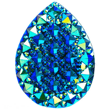 Resin Sew-On Gummyspike Drop 30x40mm Aurora Borealis