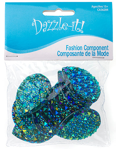 Resin Sew-On Gummyspike Drop 30x40mm Aurora Borealis