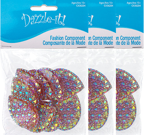 Resin Sew-On Gummyspike Drop 30x40mm Aurora Borealis