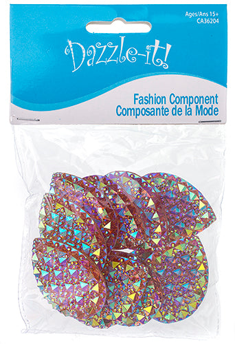 Resin Sew-On Gummyspike Drop 30x40mm Aurora Borealis