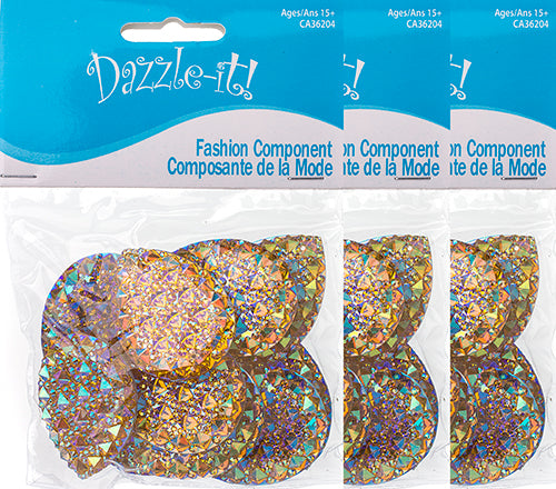 Resin Sew-On Gummyspike Drop 30x40mm Aurora Borealis