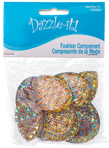 Resin Sew-On Gummyspike Drop 30x40mm Aurora Borealis