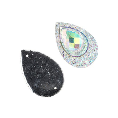 Resin Sew-On Peacock Stones 10pcs 20x30mm Drop 