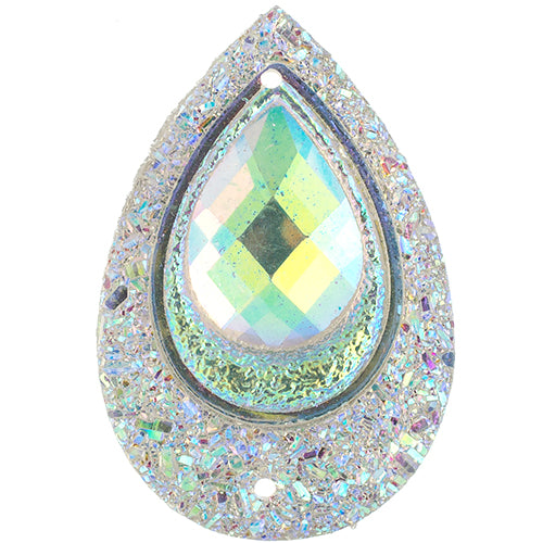 Resin Sew-On Peacock Stones 10pcs 20x30mm Drop