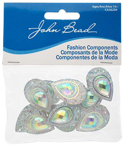 Resin Sew-On Peacock Stones 10pcs 20x30mm Drop 