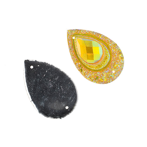 Resin Sew-On Peacock Stones 10pcs 20x30mm Drop 