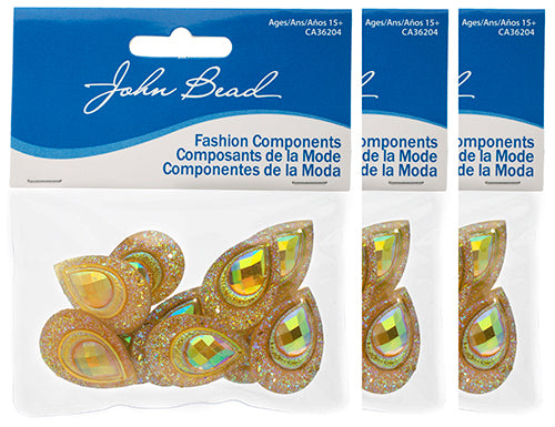 Resin Sew-On Peacock Stones 10pcs 20x30mm Drop 