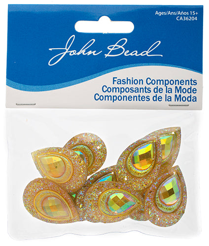 Resin Sew-On Peacock Stones 10pcs 20x30mm Drop 