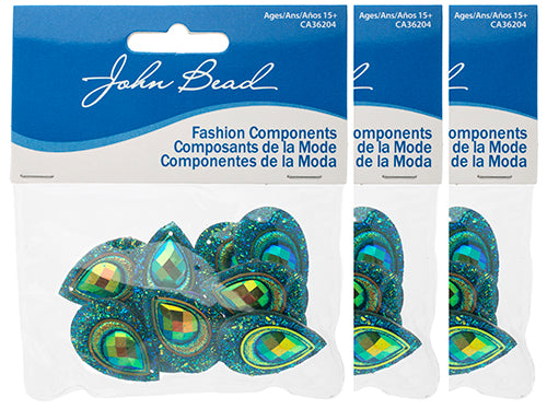 Resin Sew-On Peacock Stones 10pcs 20x30mm Drop 