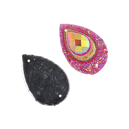 Resin Sew-On Peacock Stones 10pcs 20x30mm Drop 