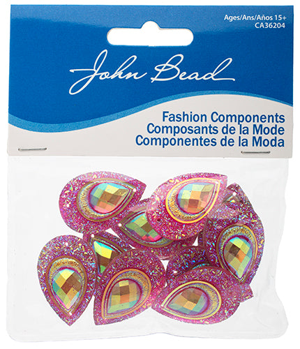 Resin Sew-On Peacock Stones 10pcs 20x30mm Drop 