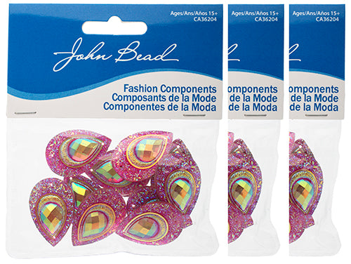 Resin Sew-On Peacock Stones 10pcs 20x30mm Drop 