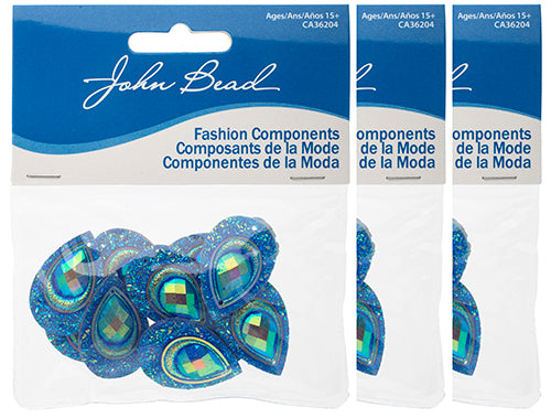 Resin Sew-On Peacock Stones 10pcs 20x30mm Drop 