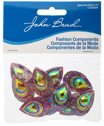 Resin Sew-On Peacock Stones 10pcs 20x30mm Drop 