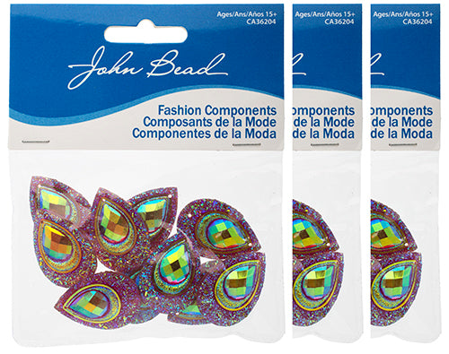 Resin Sew-On Peacock Stones 10pcs 20x30mm Drop 