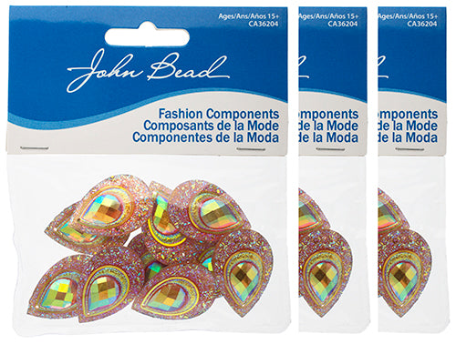 Resin Sew-On Peacock Stones 10pcs 20x30mm Drop 