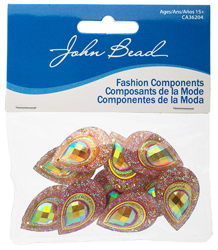 Resin Sew-On Peacock Stones 10pcs 20x30mm Drop 