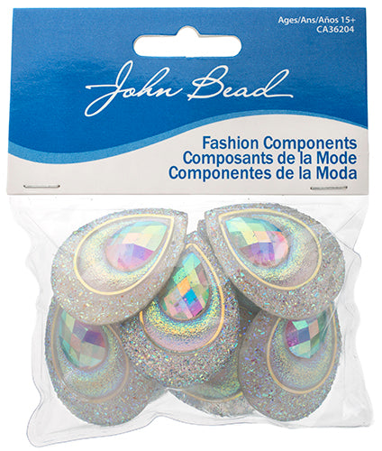 Resin Sew-On Peacock Stones 10pcs 30x40mm Drop 