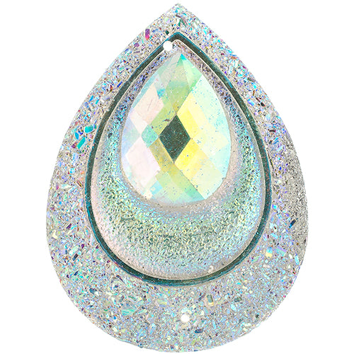 Resin Sew-On Peacock Stones 10pcs 30x40mm Drop