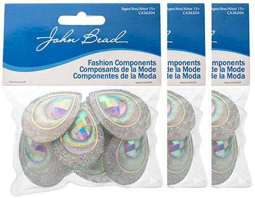 Resin Sew-On Peacock Stones 10pcs 30x40mm Drop 