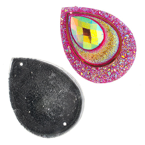 Resin Sew-On Peacock Stones 10pcs 30x40mm Drop 