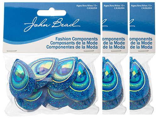 Resin Sew-On Peacock Stones 10pcs 30x40mm Drop 