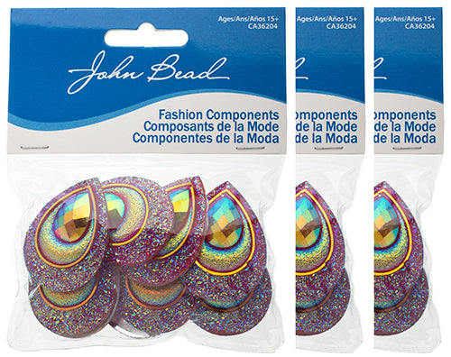 Resin Sew-On Peacock Stones 10pcs 30x40mm Drop 