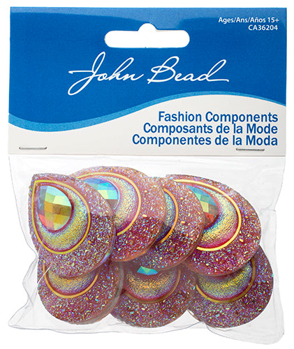 Resin Sew-On Peacock Stones 10pcs 30x40mm Drop 