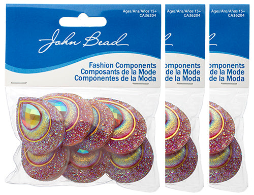 Resin Sew-On Peacock Stones 10pcs 30x40mm Drop 