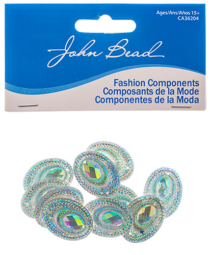 Resin Sew-On Peacock 10pcs 18x25mm Oval 