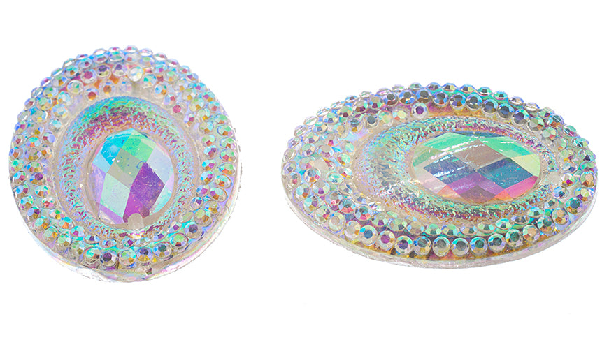 Resin Sew-On Peacock 10pcs 18x25mm Oval 