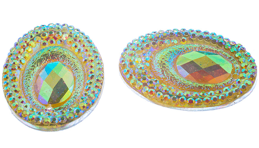 Resin Sew-On Peacock 10pcs 18x25mm Oval 