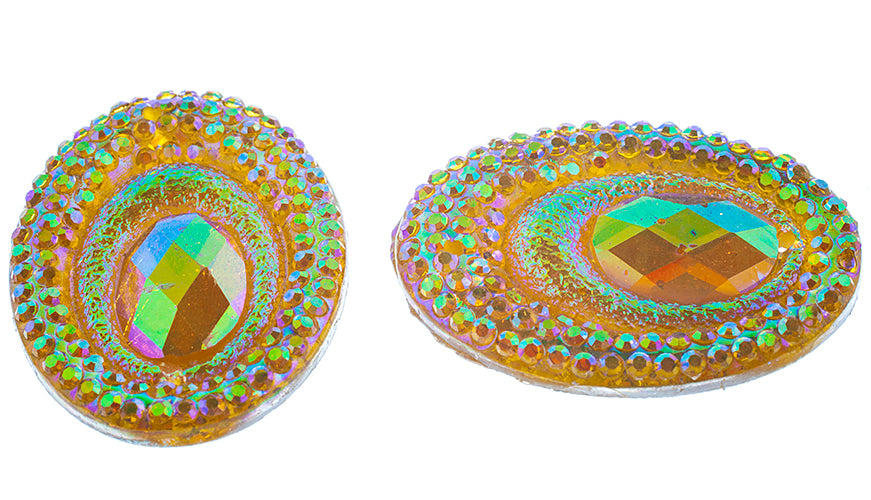 Resin Sew-On Peacock 10pcs 18x25mm Oval 