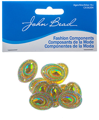 Resin Sew-On Peacock 10pcs 18x25mm Oval 